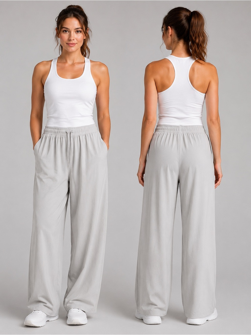 STYLUS Light Gray Wide Leg Lounge Pants